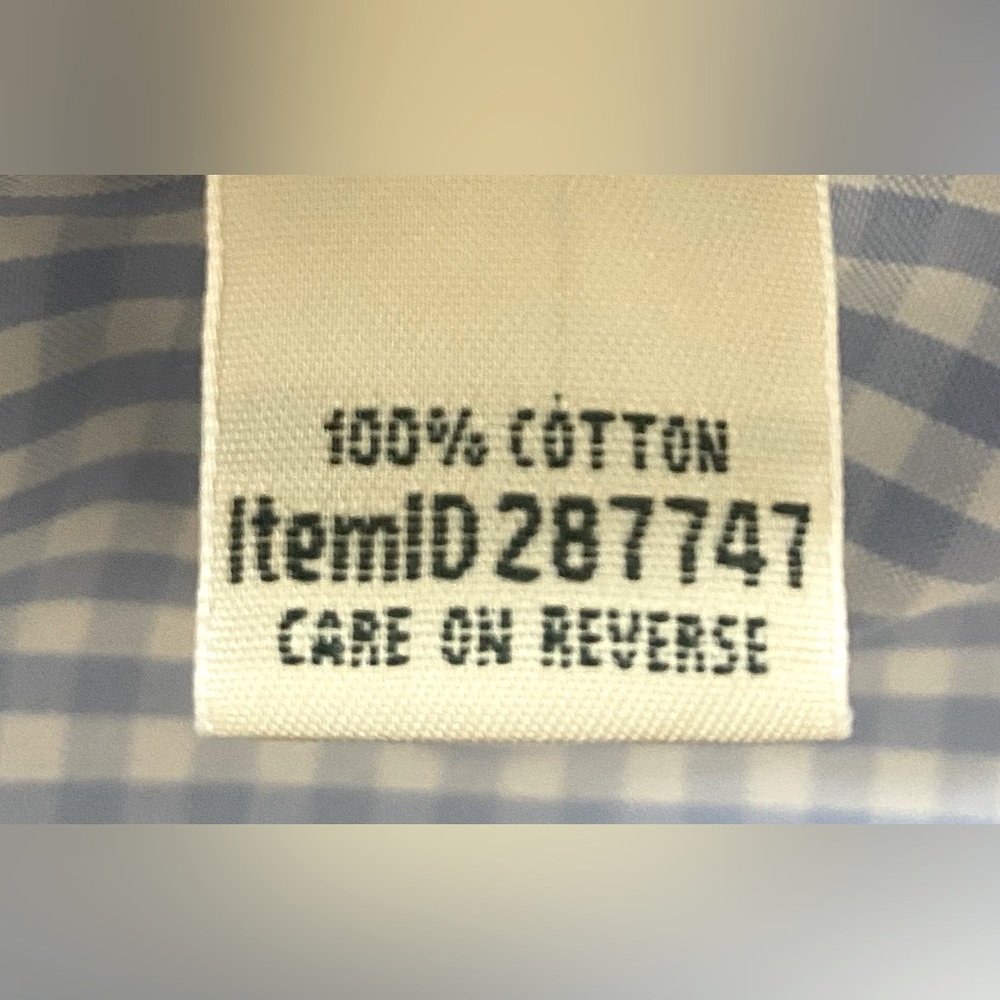 🩵 L.L.Bean Ladies Sz M Wrinkle Resistant Light Blue Gingham 3/4 Sleeved Blouse - Picture 15 of 16